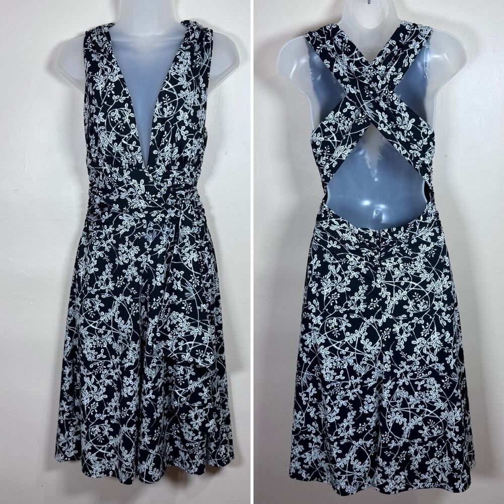 NWT WHBM Womens Midi Dress Floral Halter Open Back Formal Dance Wedding Guest 4